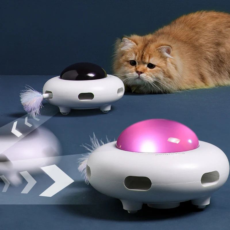 Wooforia UFO Smart Automatic Cat Toy — Rotating Interactive Feather Turntable