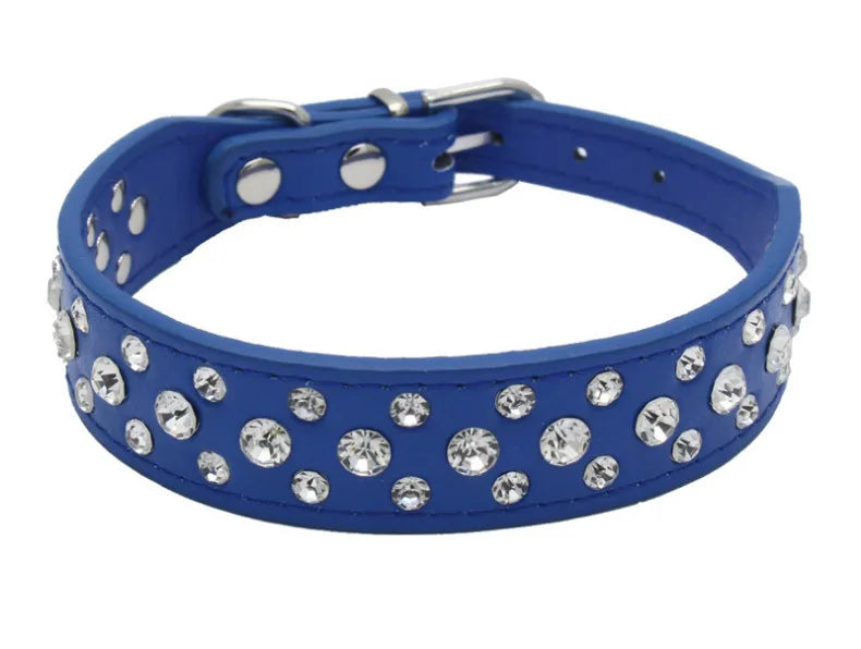 Wooforia Rhinestone PU Pet Collar — Adjustable for Cats & Dogs