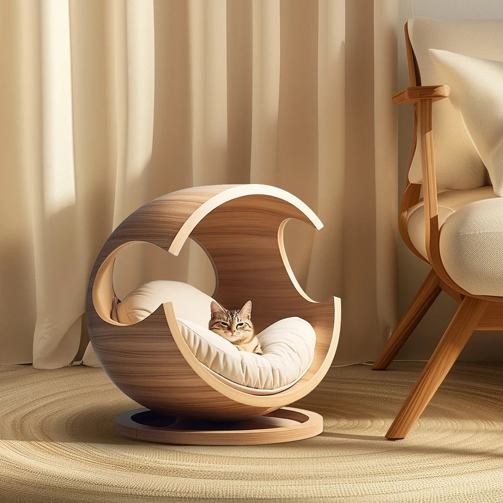 Wooforia Premium Semi-Closed Solid Wood Pet Bed