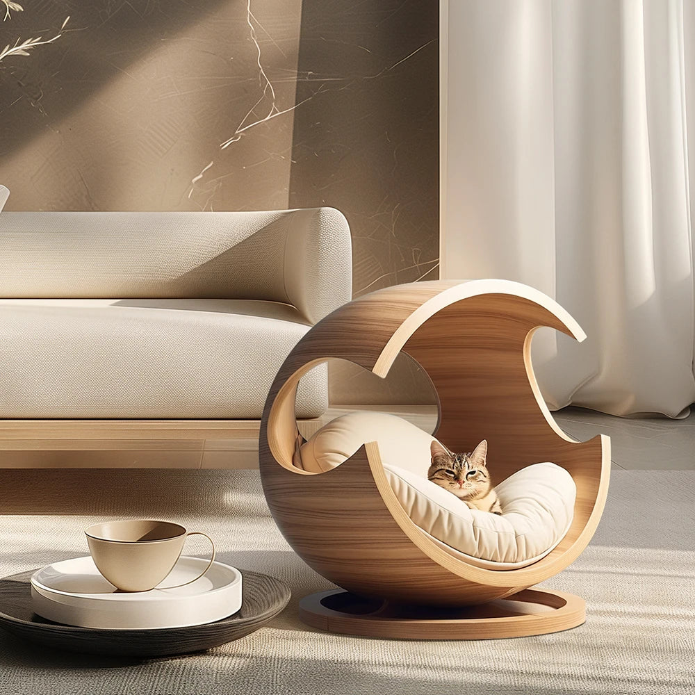 Wooforia Premium Semi-Closed Solid Wood Pet Bed