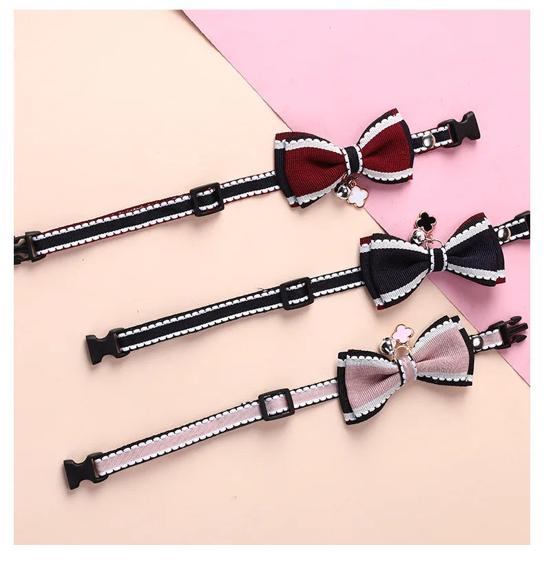 Wooforia Double-Layer Bowknot Cat Collar with Bell