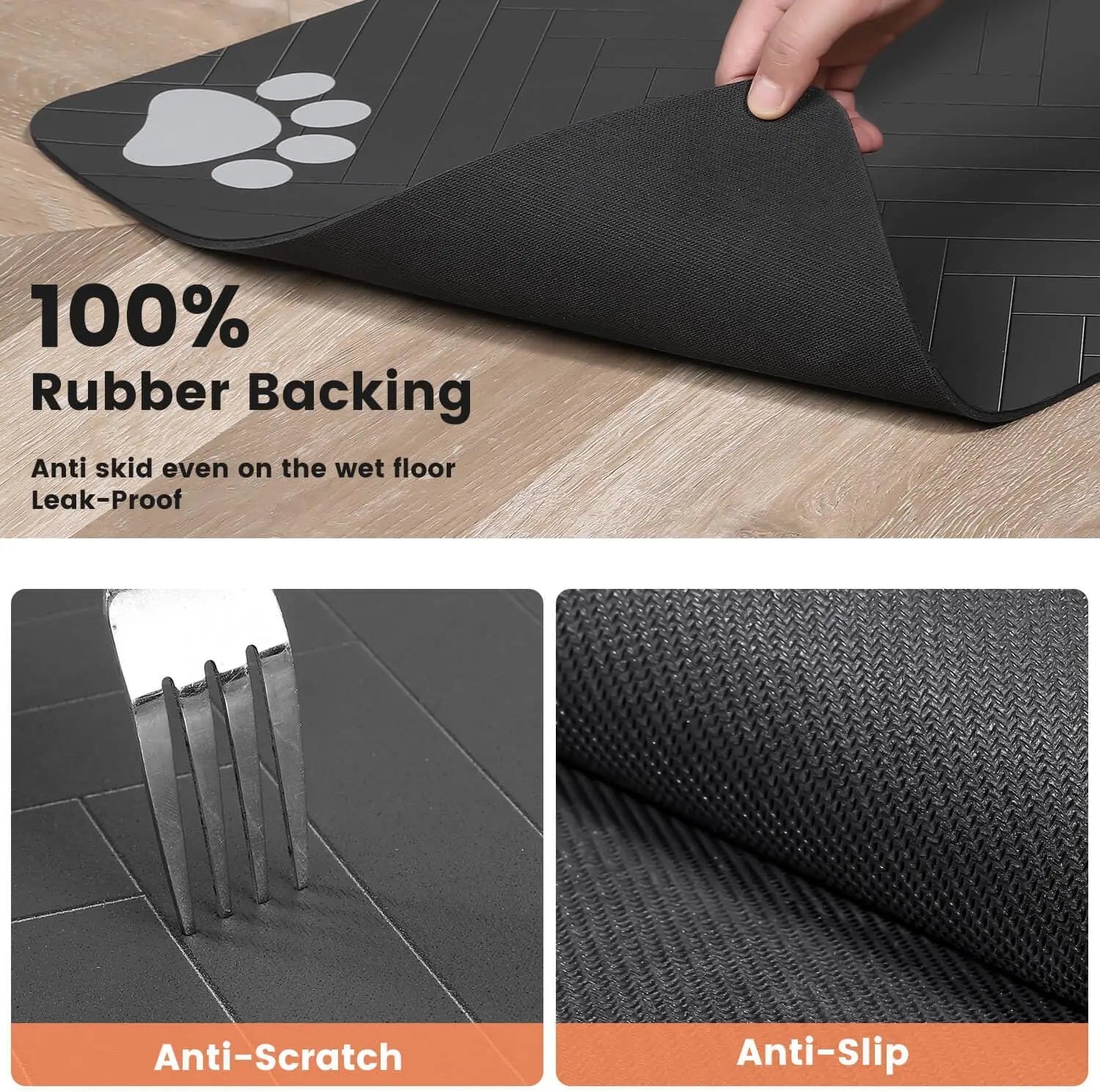 Wooforia Pet Feeding Mat — Absorbent, Non-Slip Placemat for Dogs & Cats