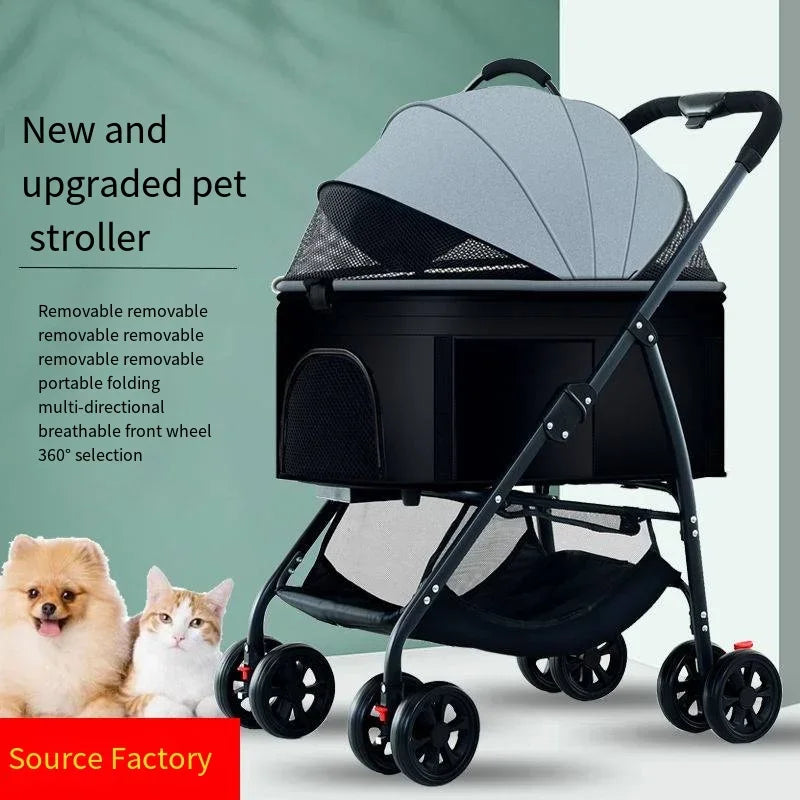 Wooforia Foldable Pet Travel Stroller — Lightweight for Dogs & Cats