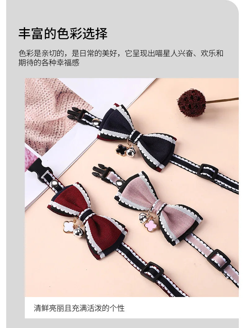 Wooforia Double-Layer Bowknot Cat Collar with Bell