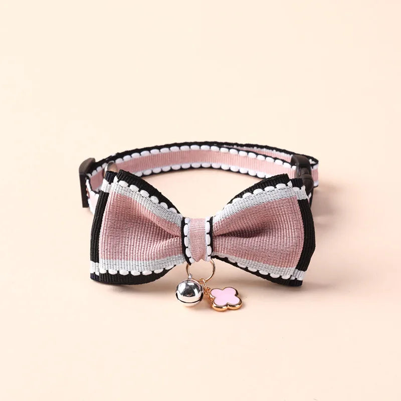 Wooforia Double-Layer Bowknot Cat Collar with Bell