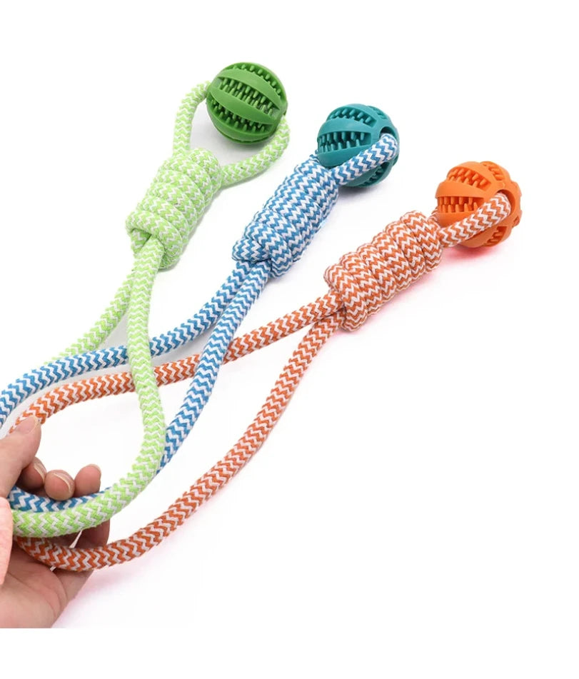 Wooforia Dental Chew Ball with Rope — Bite-Resistant Dog Toy