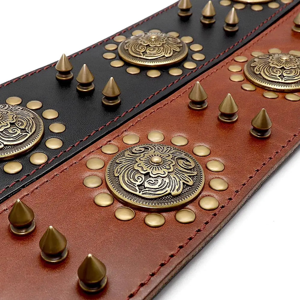 Wooforia Spiked Studded Dog Collar — Heavy Duty Leather for Large Dogs
