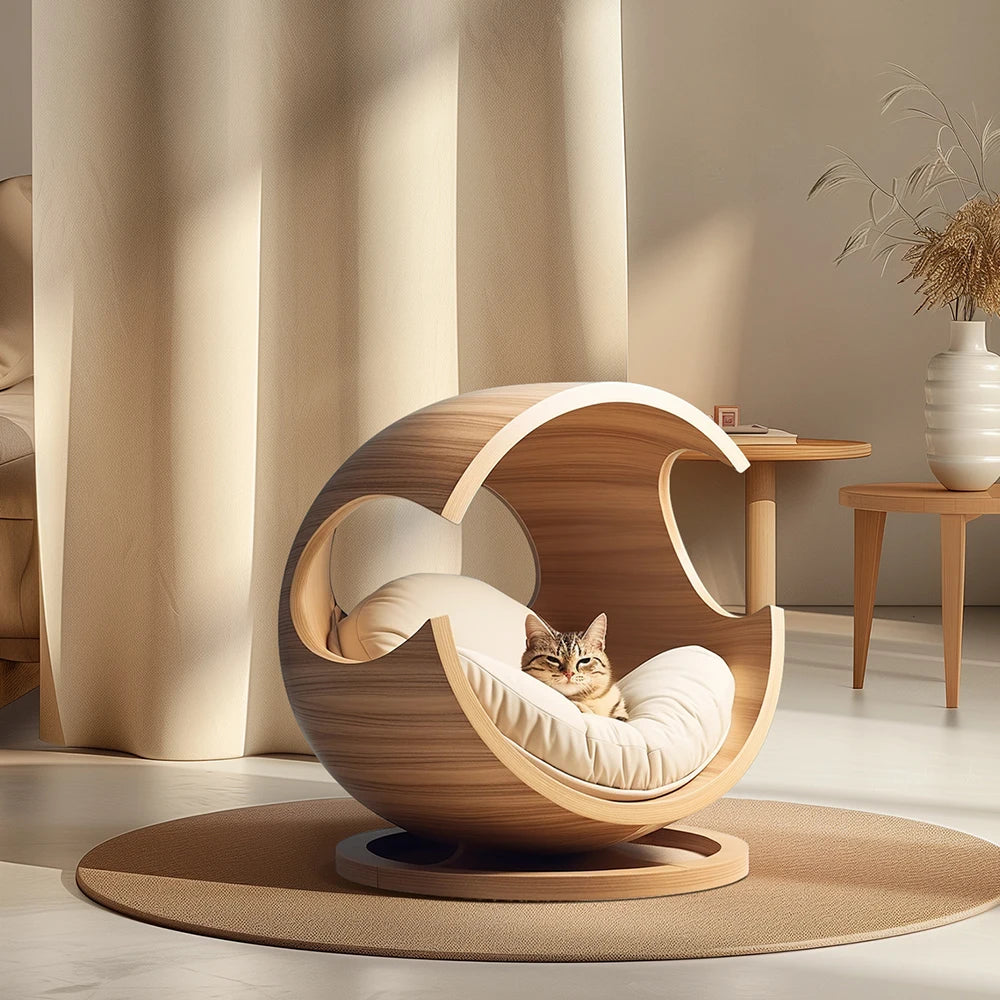 Wooforia Premium Semi-Closed Solid Wood Pet Bed