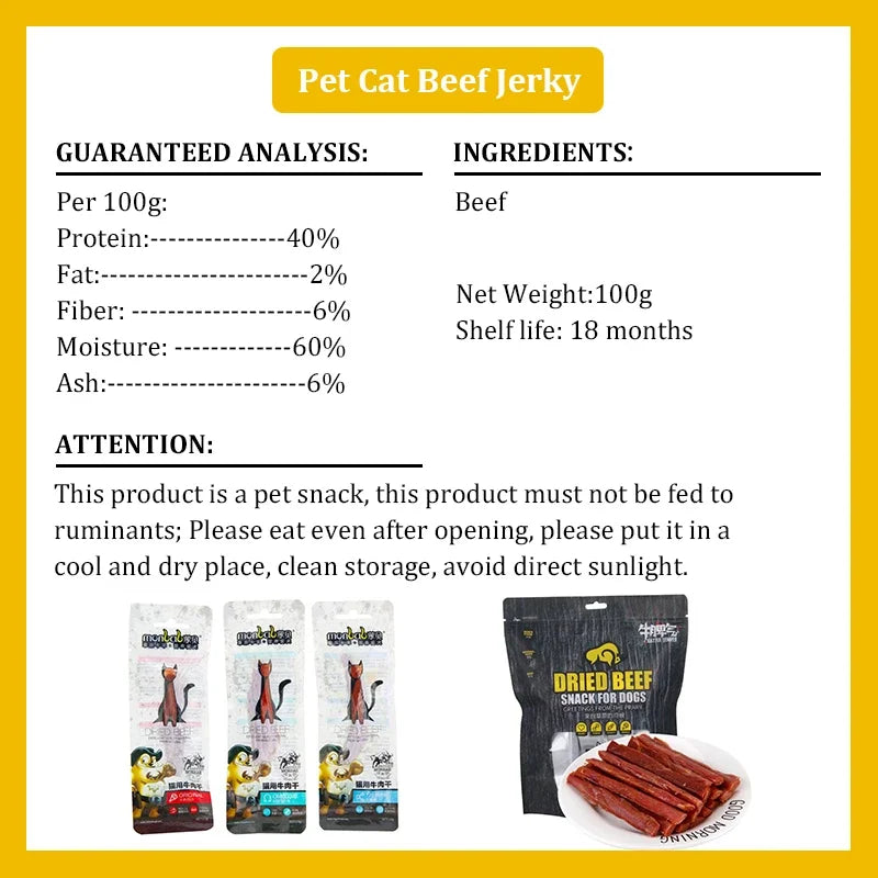 Wooforia Premium Beef Jerky Treats — Taurine & Omega-Rich for Cats & Dogs