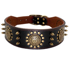 Wooforia Spiked Studded Dog Collar — Heavy Duty Leather for Large Dogs