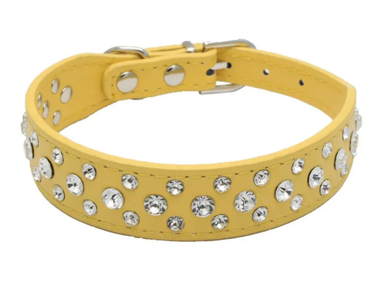 Wooforia Rhinestone PU Pet Collar — Adjustable for Cats & Dogs