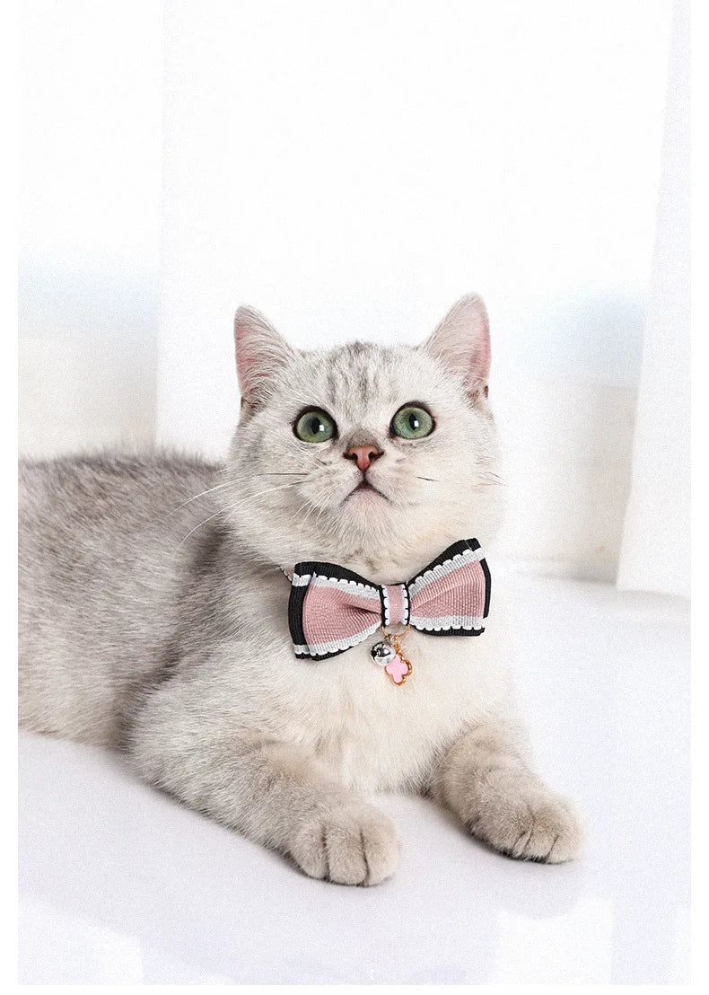 Wooforia Double-Layer Bowknot Cat Collar with Bell
