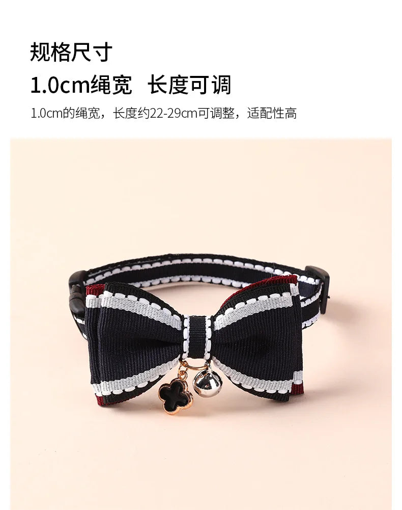 Wooforia Double-Layer Bowknot Cat Collar with Bell