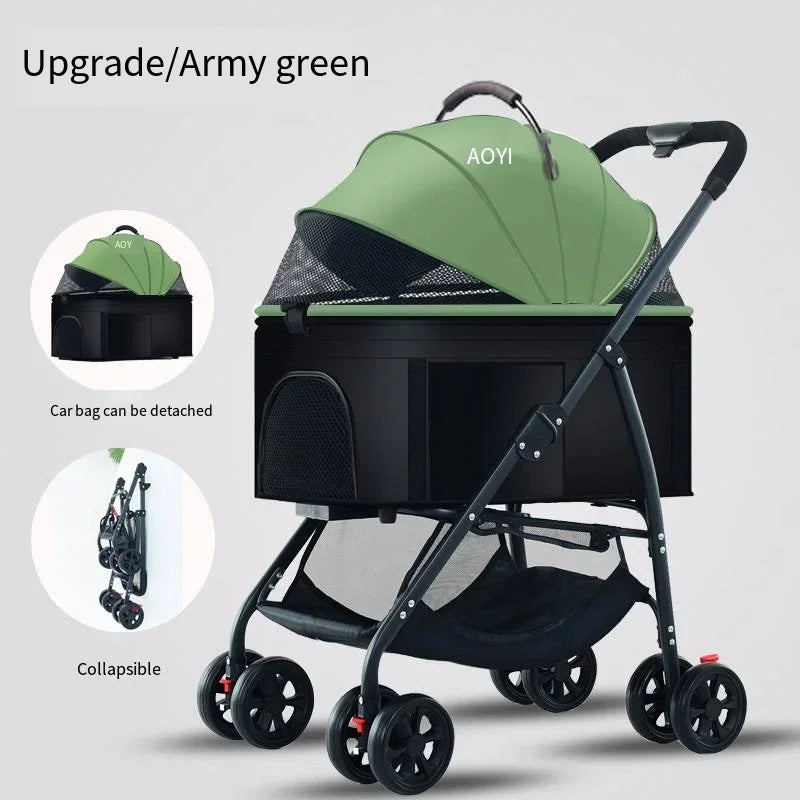 Wooforia Foldable Pet Travel Stroller — Lightweight for Dogs & Cats