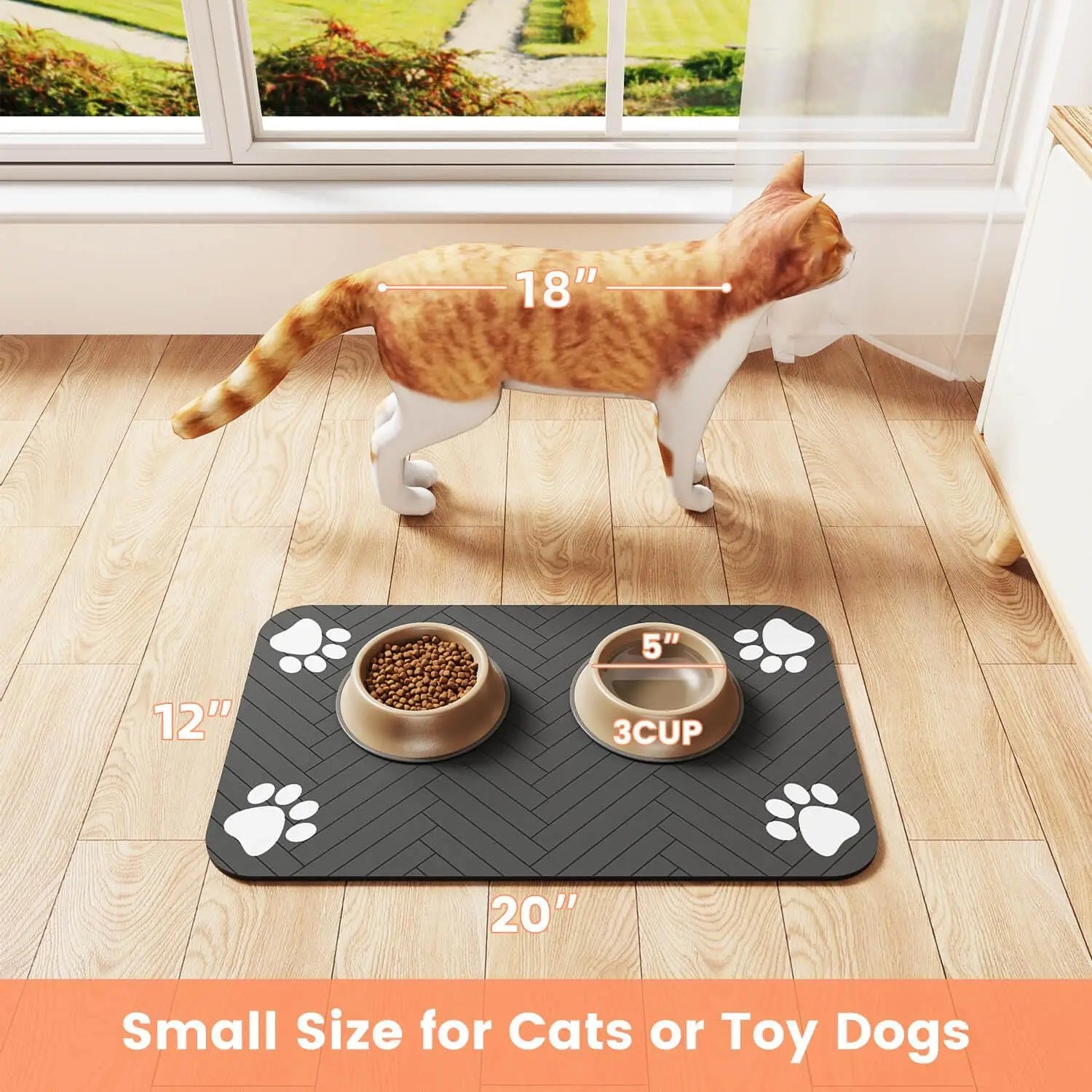Wooforia Pet Feeding Mat — Absorbent, Non-Slip Placemat for Dogs & Cats