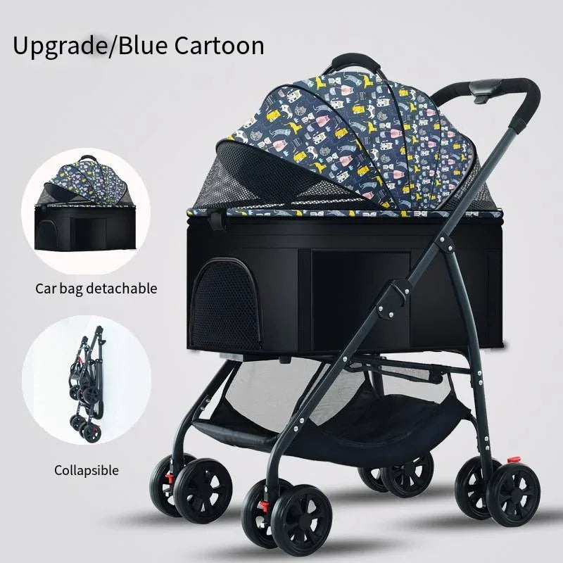Wooforia Foldable Pet Travel Stroller — Lightweight for Dogs & Cats