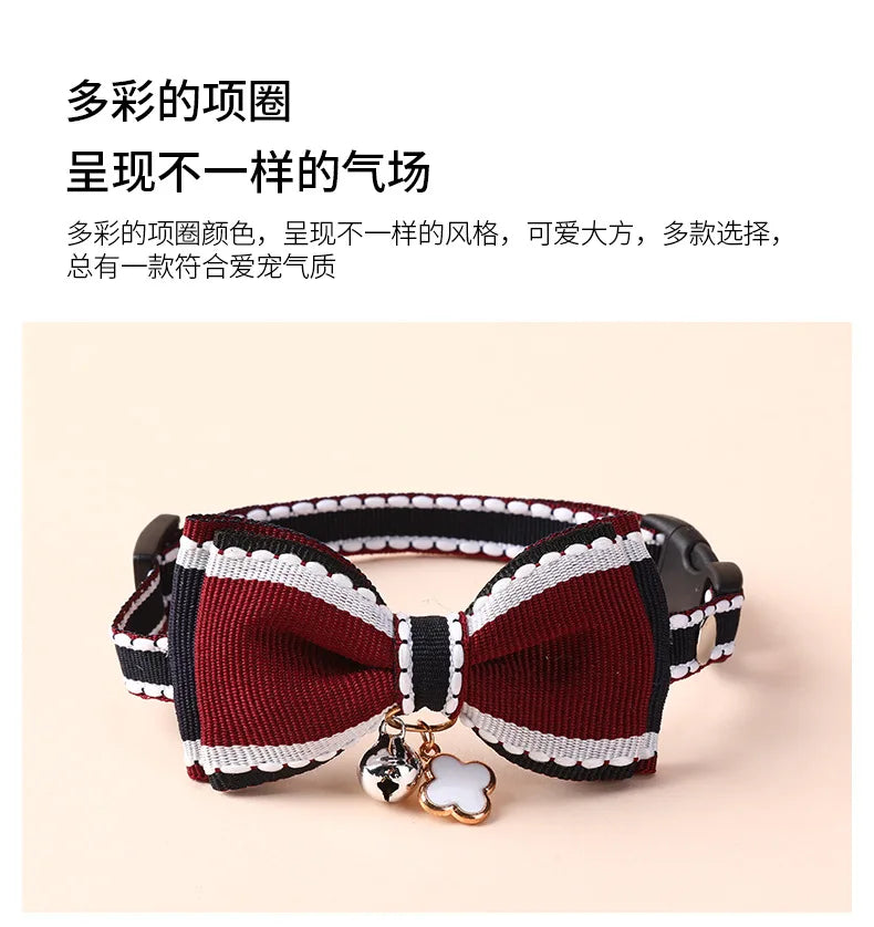 Wooforia Double-Layer Bowknot Cat Collar with Bell