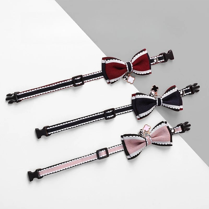 Wooforia Double-Layer Bowknot Cat Collar with Bell