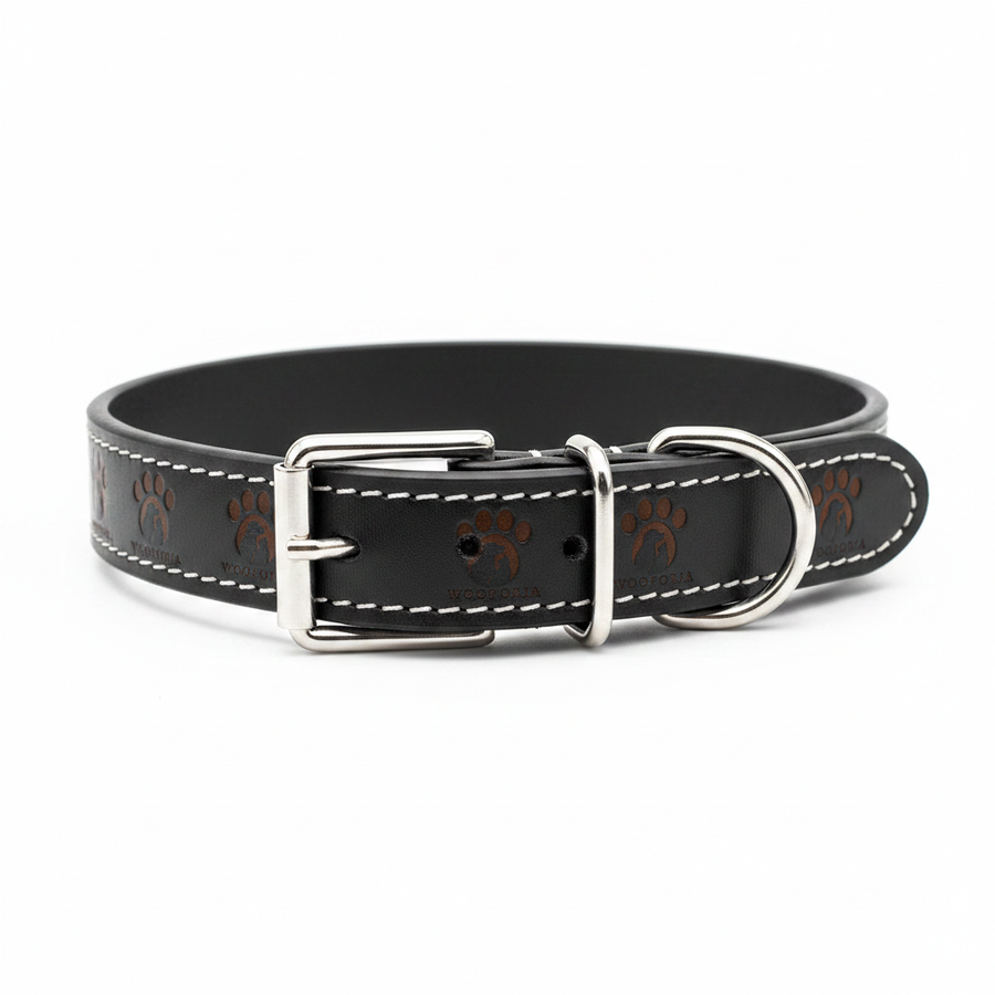 Wooforia Black Leather Collar